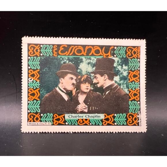 RARE 1915 Essanay Studios Charlie Chaplin Stamp Charles Chaplin In The Park 2 - Picture 1 of 3